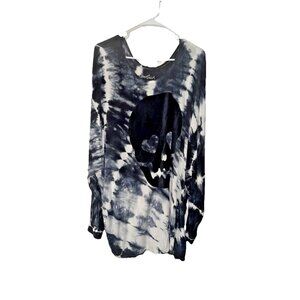 Torrid Love Sick Black White Tie Dye Blouse with Skull Size 4